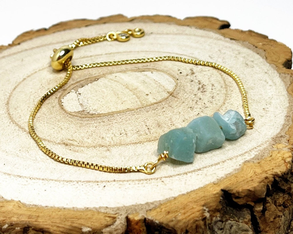 Green Blue Amazonite Bracelet - Natural Stone Slider Bracelet
