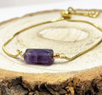 Amethyst Gold Plated Slider Bracelet | Natural Stone | February Birthstone Gift