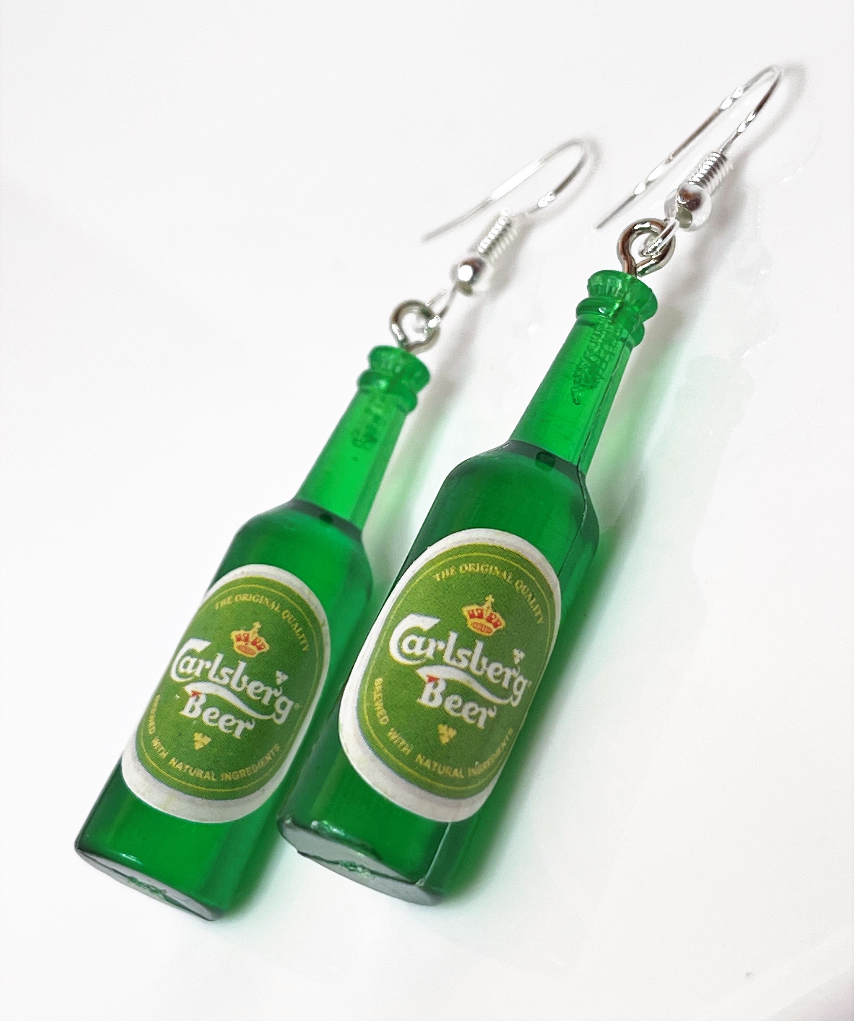 Beer Bottle Earrings | Silver Plated Sterling Silver | Fun Alchohol Drops