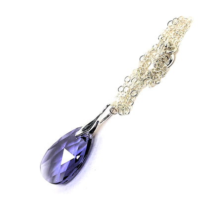 Tanzanite Teardrop Austrian Crystal Pendant | 925 Sterling Silver | Gold Filled | Purple Crystal Necklace for Women