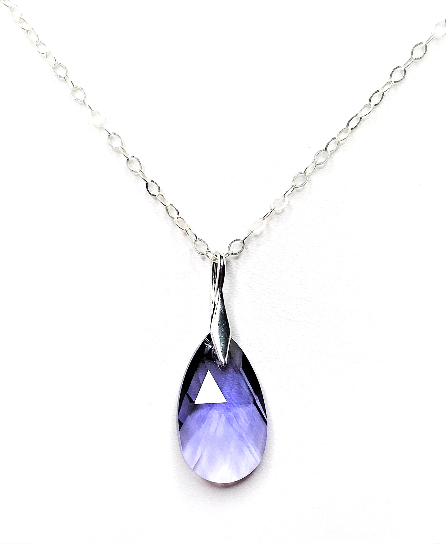 Tanzanite Teardrop Austrian Crystal Pendant | 925 Sterling Silver | Gold Filled | Purple Crystal Necklace for Women