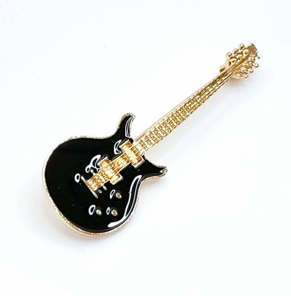 Black Gold Guitar Brooch | Fashion Unisex Jewellery | Music Lovers Brooch