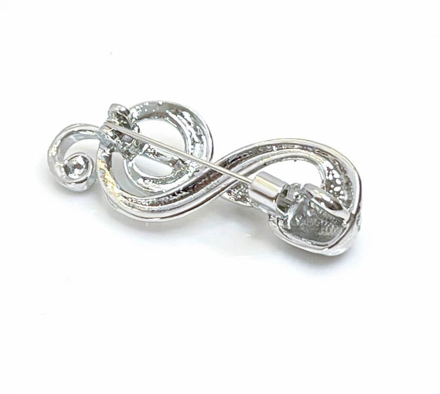 Silver Treble Clef with Microphone Brooch | Fashion Music Brooch | Music Lovers Brooch