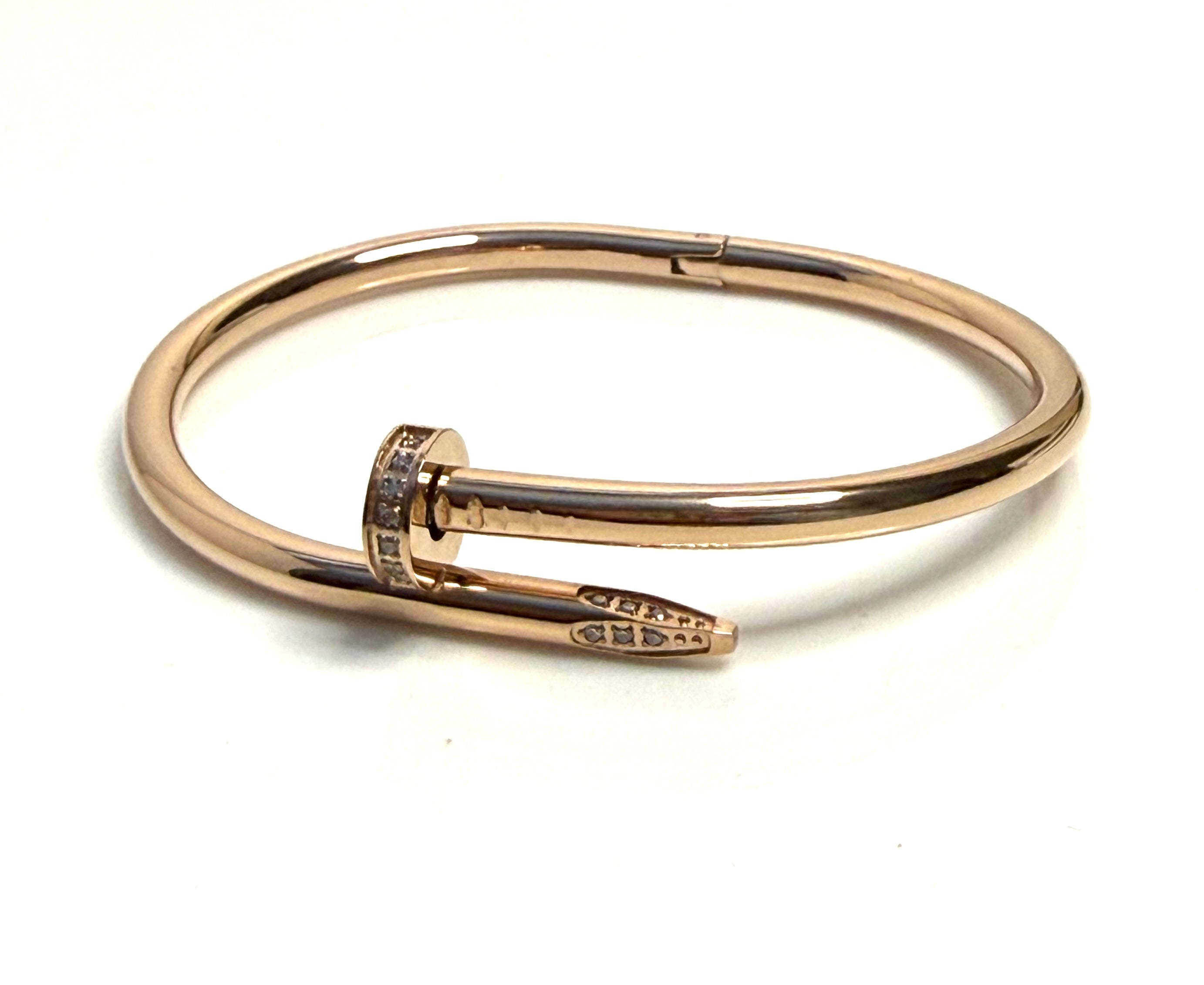 Rose Gold CZ Crystal Nail Bangle