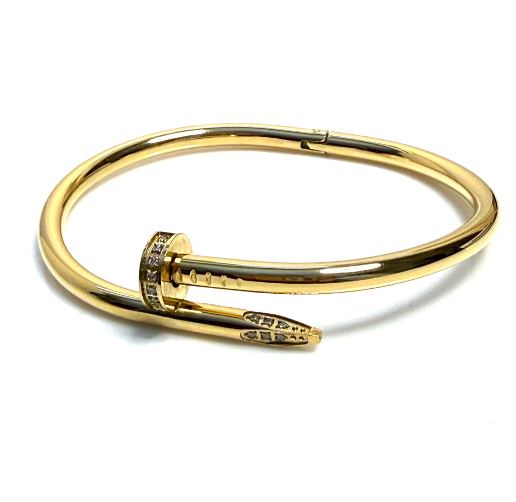 Gold Plated CZ Crystal Nail Bangle