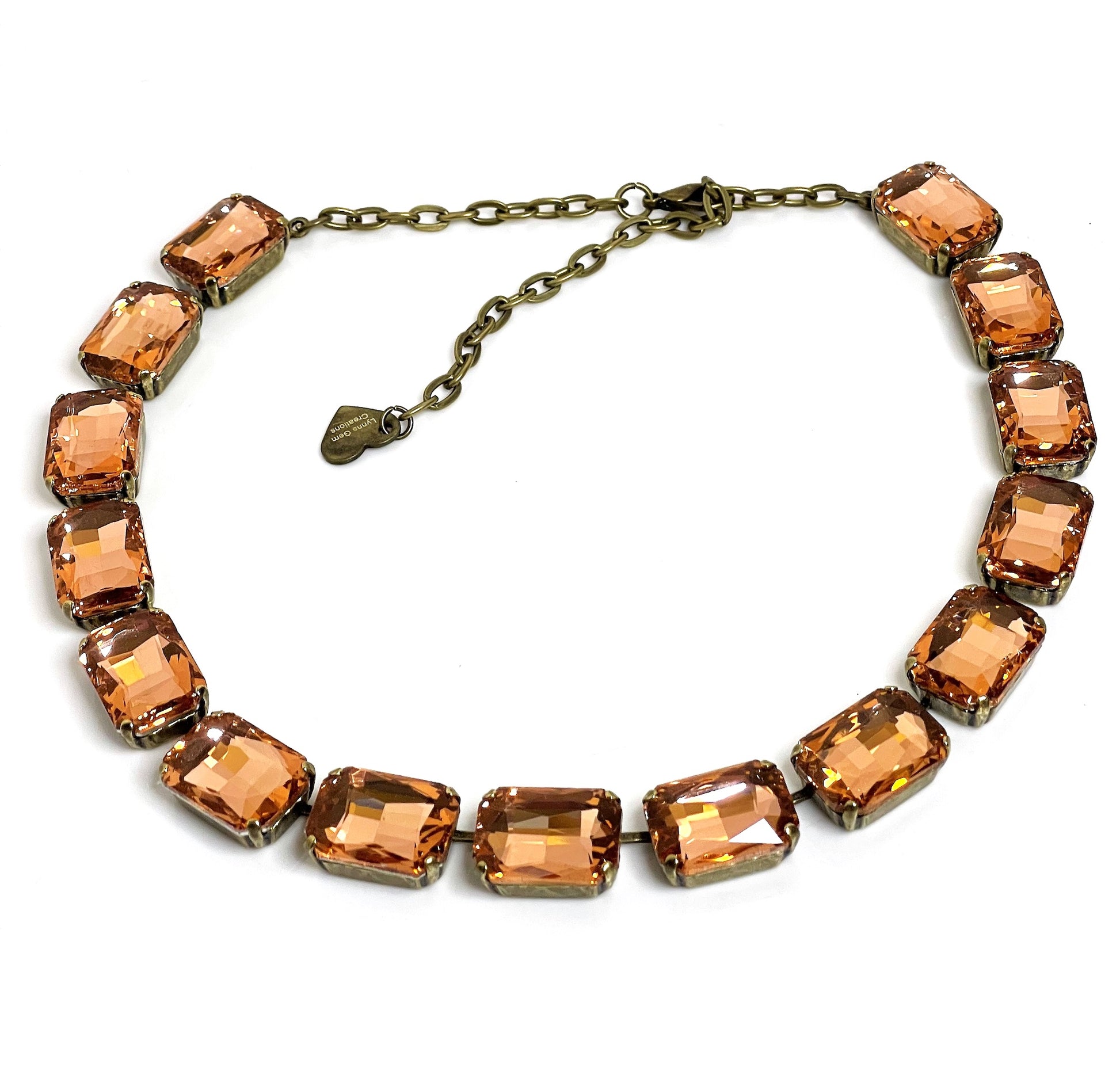 Wine Peach Ombre Crystal Chokers | Anna Wintour Style | Golden Shadow Riviere Necklace