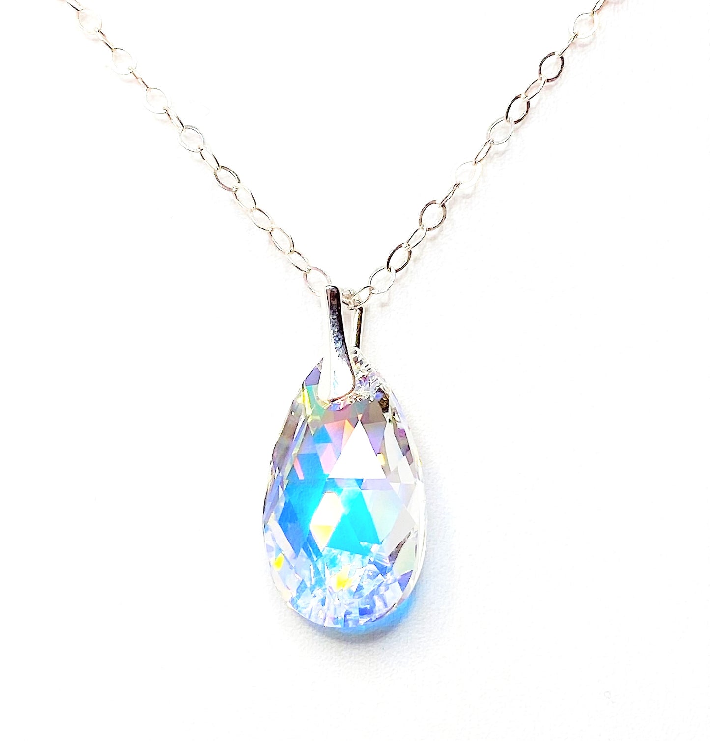 Clear AB Premium Crystal Pendant | Rainbow Teardrop Pendant | Crystal Jewellery