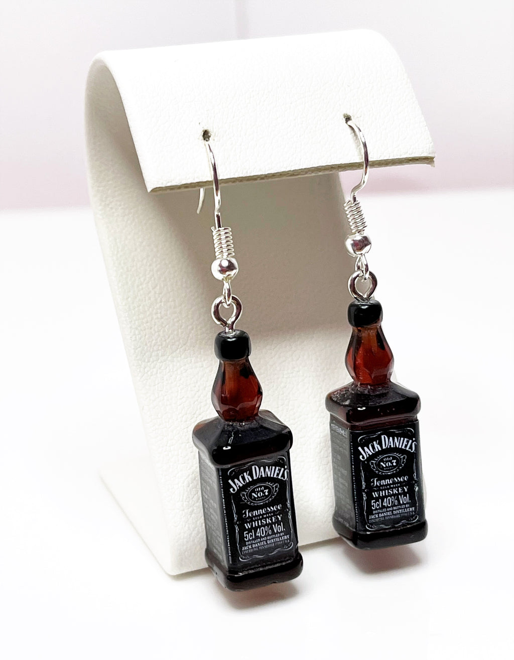 Whiskey Bottle Earrings | Silver Plated Sterling Silver | Quirky Alchohol Drops
