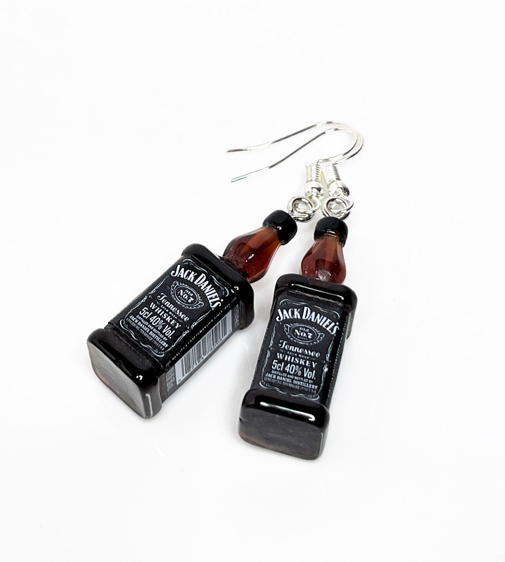 Whiskey Bottle Earrings | Silver Plated Sterling Silver | Quirky Alchohol Drops