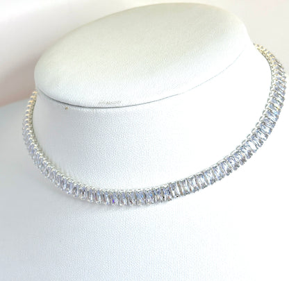 Silver Plated Clear CZ Crystal Choker | Statement Jewellery |  Adjustable Choker 