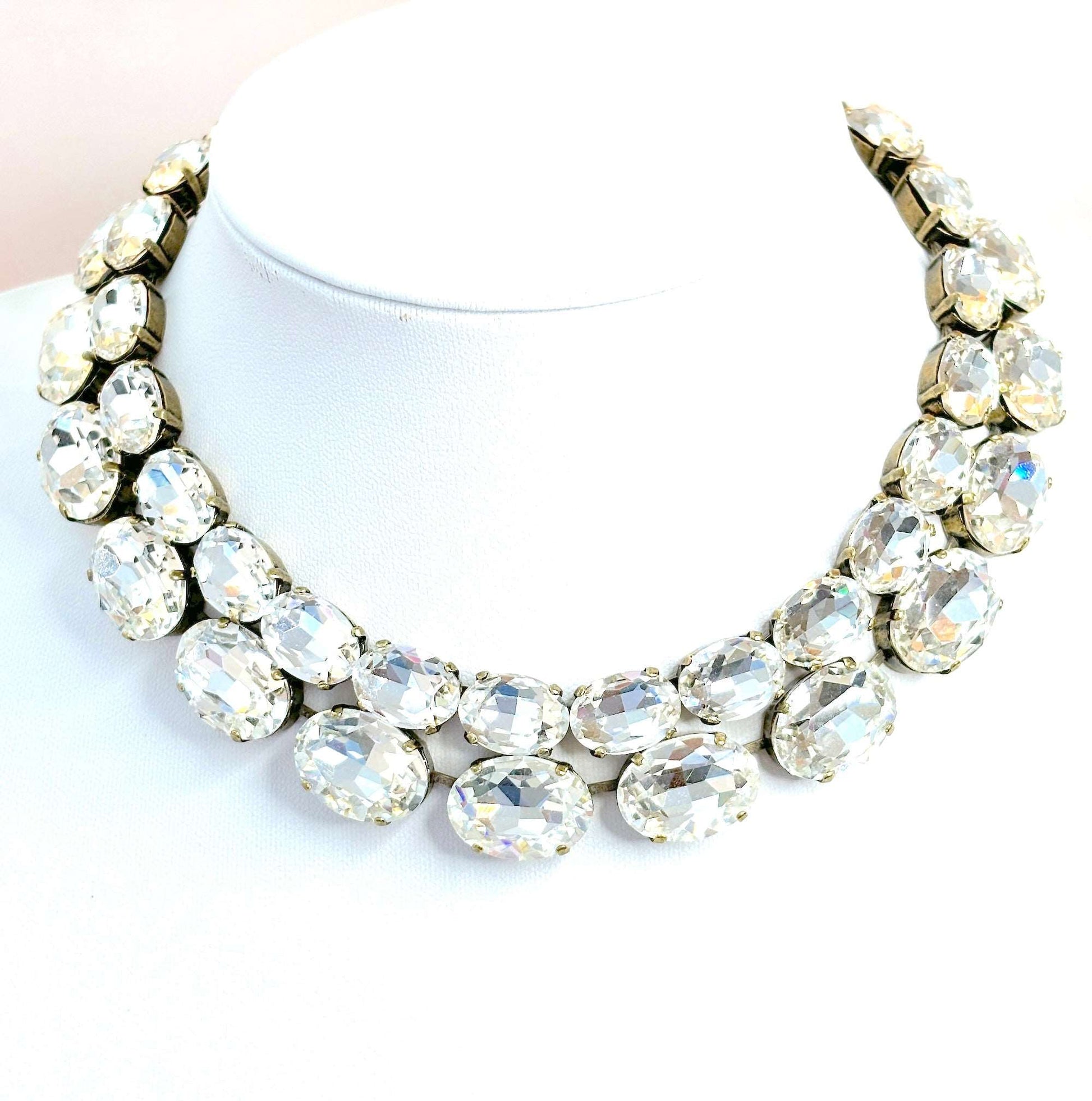 Clear Georgian Collet Crystal Chokers | Anna Wintour Style Necklaces | Riviere Necklace