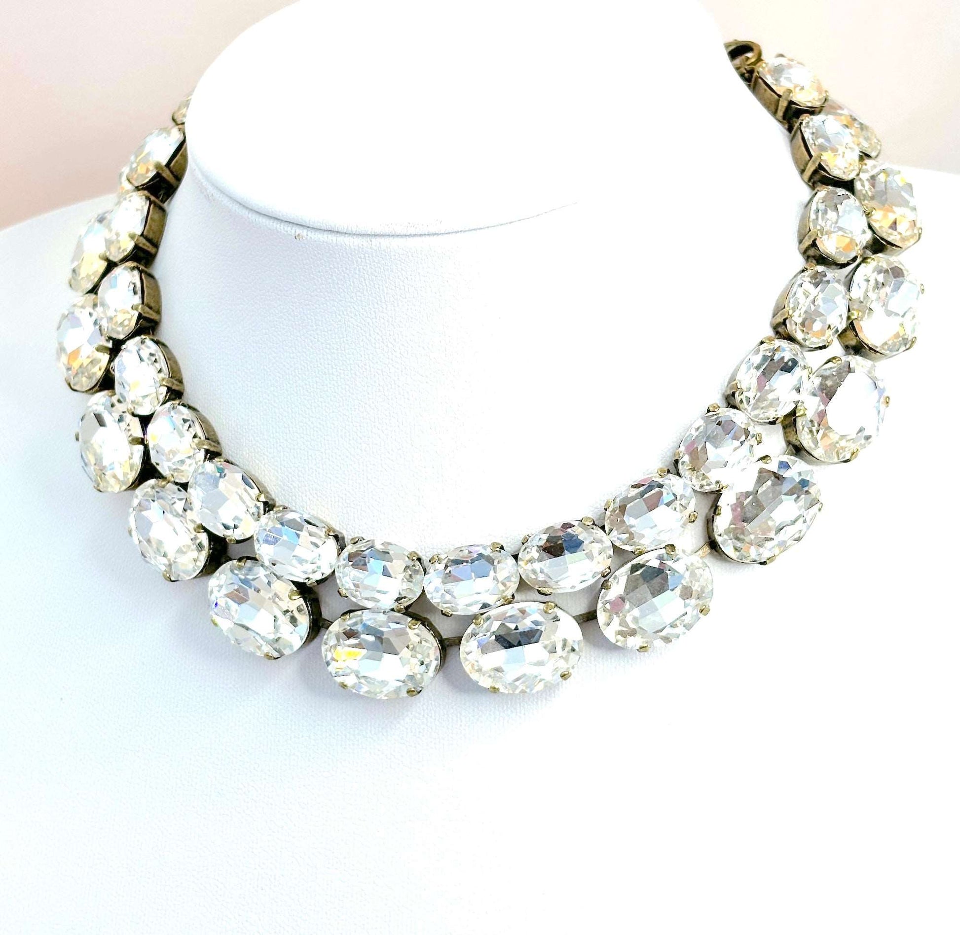 Clear Georgian Collet Crystal Chokers | Anna Wintour Style Necklaces | Riviere Necklace