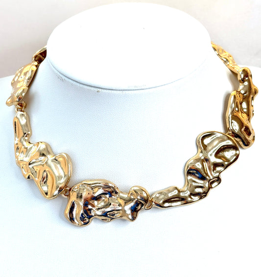 Chunky Liquid Gold Plated Choker | Lightweight & Bold | Abstract Jewelry