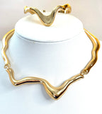 Chunky Gold Plated Lava Drop Necklace and Bracelet Set | Lightweight & Bold | Gold Plated Statement Choker