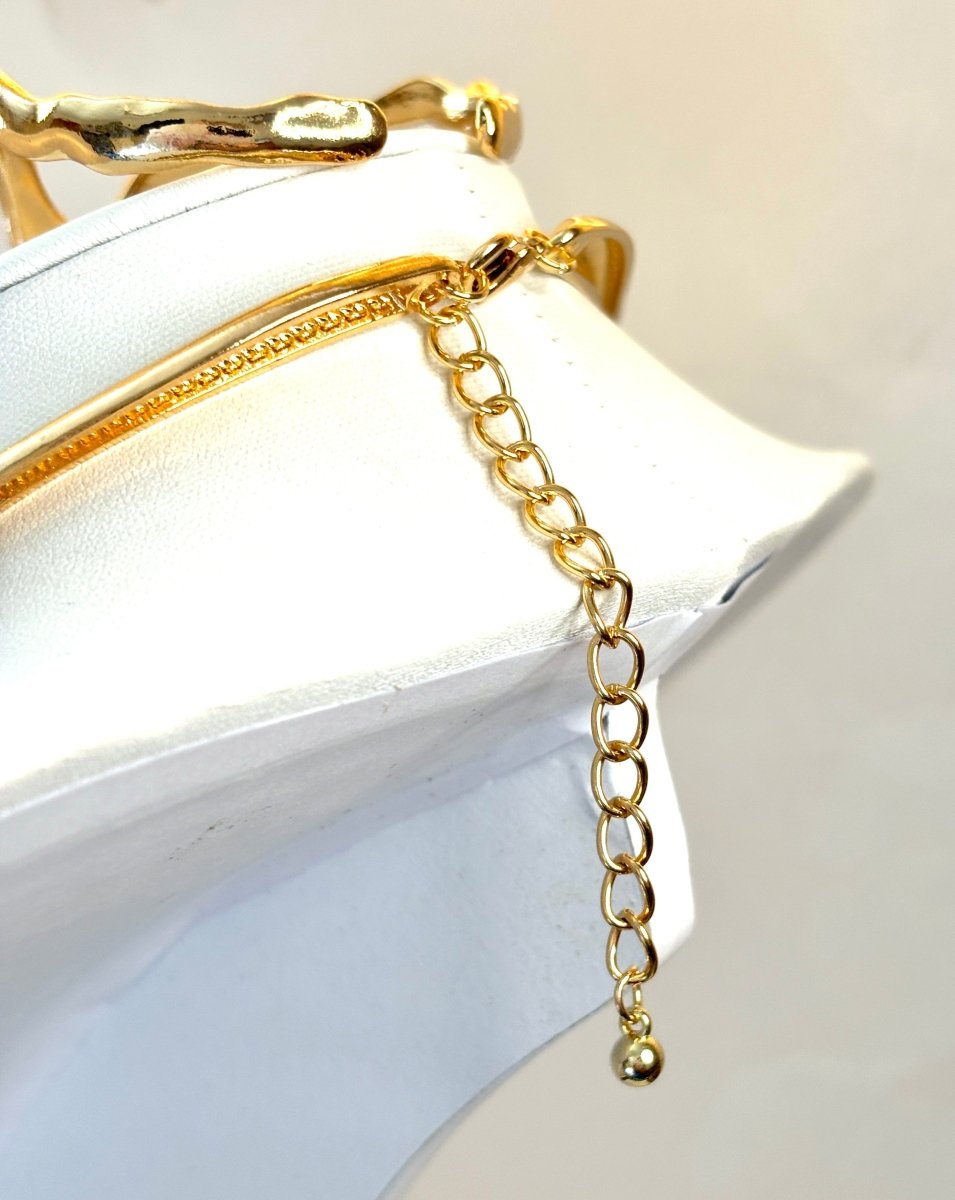 Chunky Gold Plated Lava Drop Necklace and Bracelet Set | Lightweight & Bold | Gold Plated Statement Choker