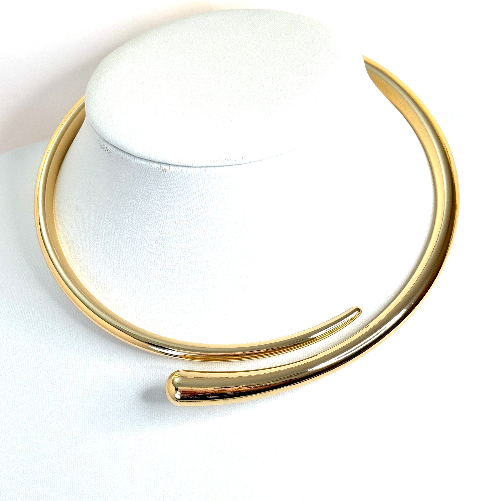 Simple Gold Statement Choker | Elegant Slip On Necklace  | No Clasp