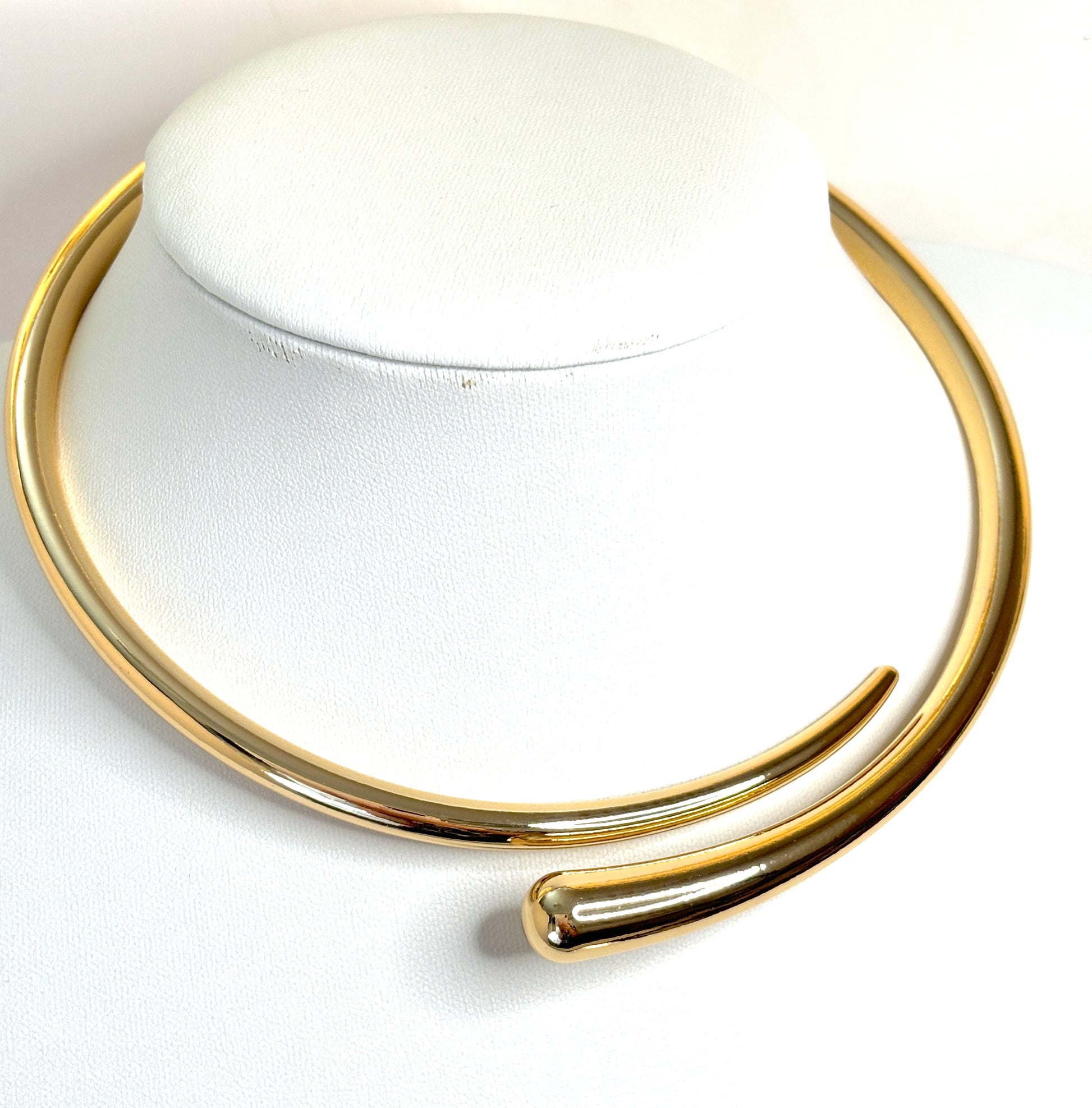 Simple Gold Statement Choker | Elegant Slip On Necklace  | No Clasp