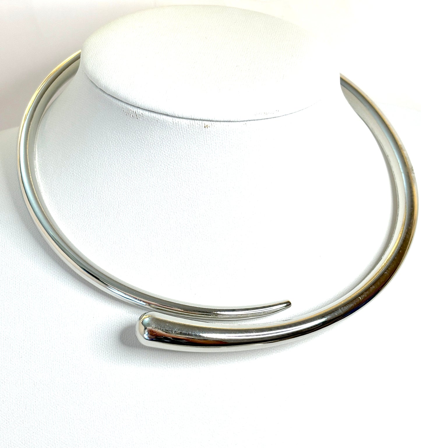 Simple Silver Statement Choker | Elegant Slip On Necklace  | No Clasp