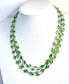 Extra Long Peridot Green Crystal Chain Necklace | Round CZ Necklace  | Silver Tone  | No Clasp  | 78 Inch Length