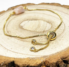 Rose Quartz Gold Plated Slider Bracelet | Natural Stone | January Birthstone Gift
