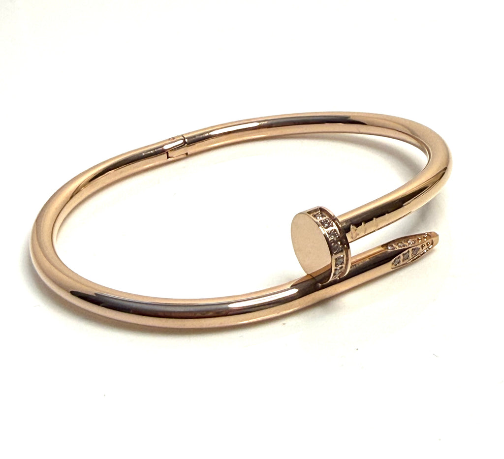 Rose Gold CZ Crystal Nail Bangle