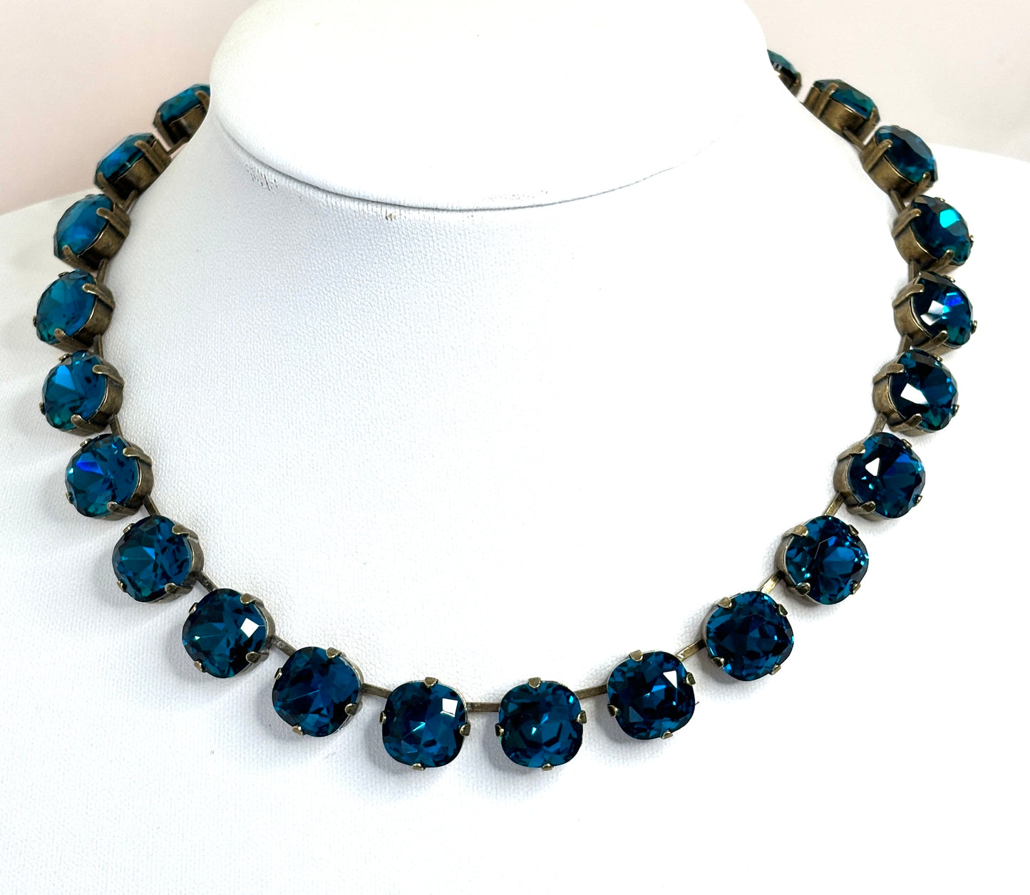 Blue Zircon Crystal Georgian Collet Necklace | Anna Wintour Style | Statement Riviere Choker