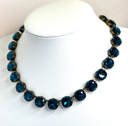 Blue Zircon Crystal Georgian Collet Necklace | Anna Wintour Style | Statement Riviere Choker