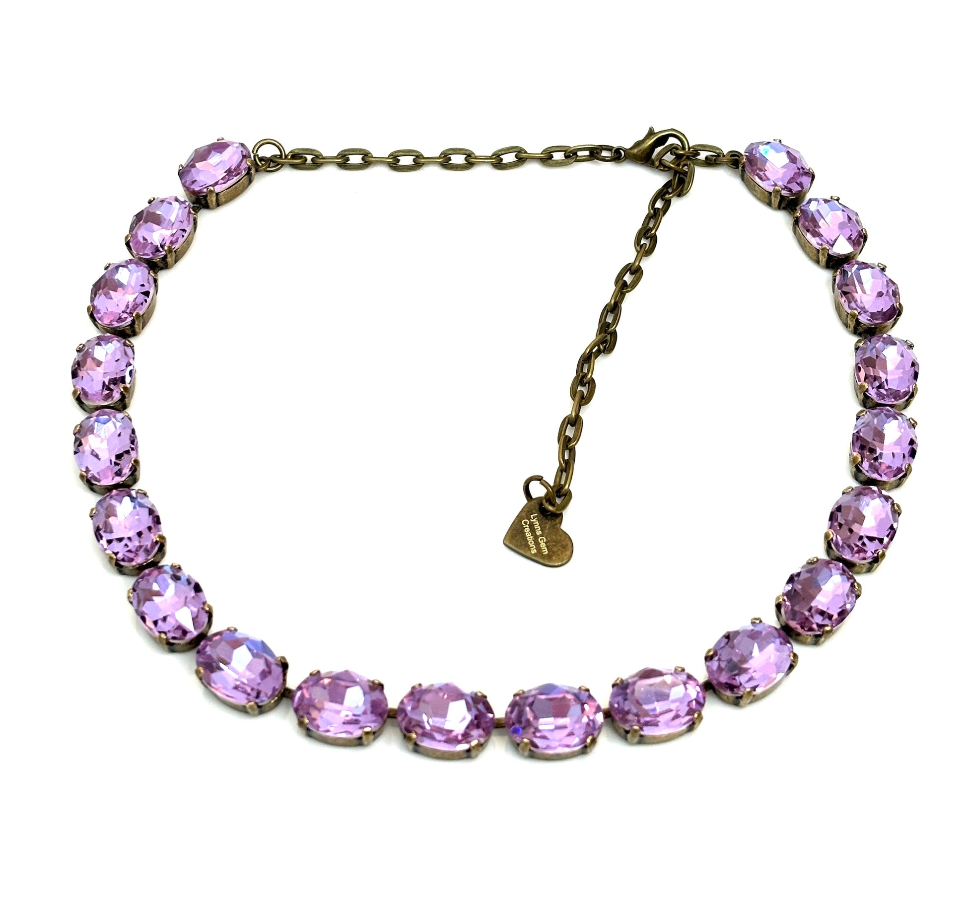 Violet Clear Georgian Collet Necklaces | Premium Oval Crystal | Anna Wintour Style | Clear Riviere Statement Necklace