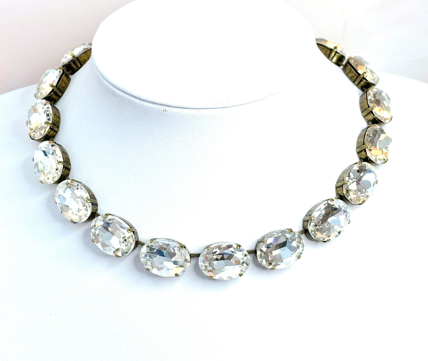 Peridot AB Georgian Collet Crystal Choker | Anna Wintour Style Necklaces | Clear Riviere Necklace