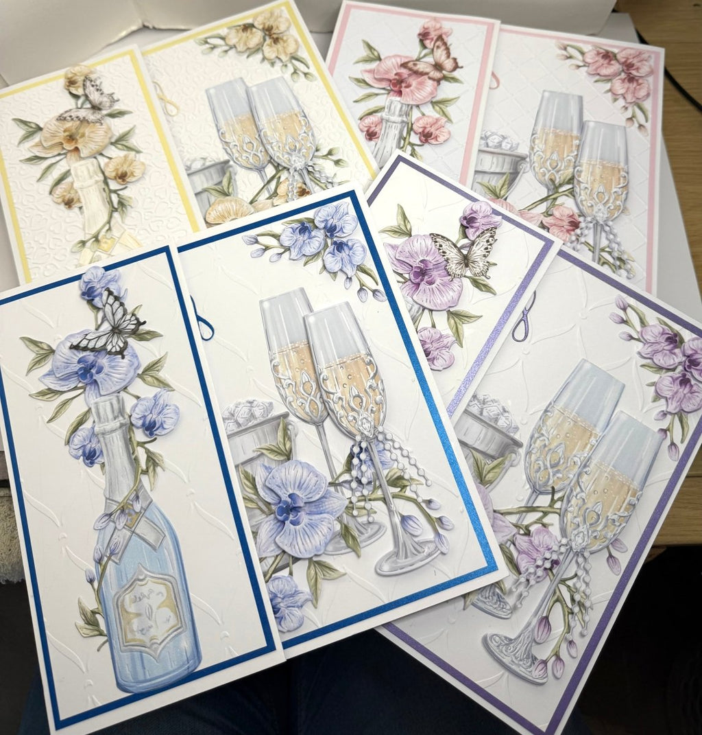 Luxury Handmade Engagement/Wedding Card | Champagne with Wedding Flutes | Keepsake Card