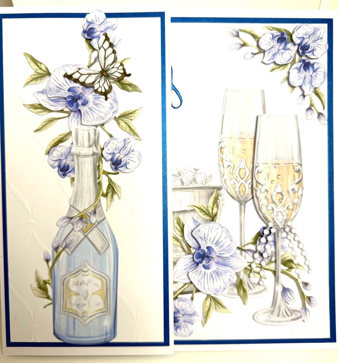 Luxury Handmade Engagement/Wedding Card | Champagne with Wedding Flutes | Keepsake Card