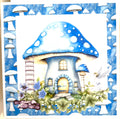 Luxury Handmade Birthday Card | 3D Fairy Mushroom House in Blue