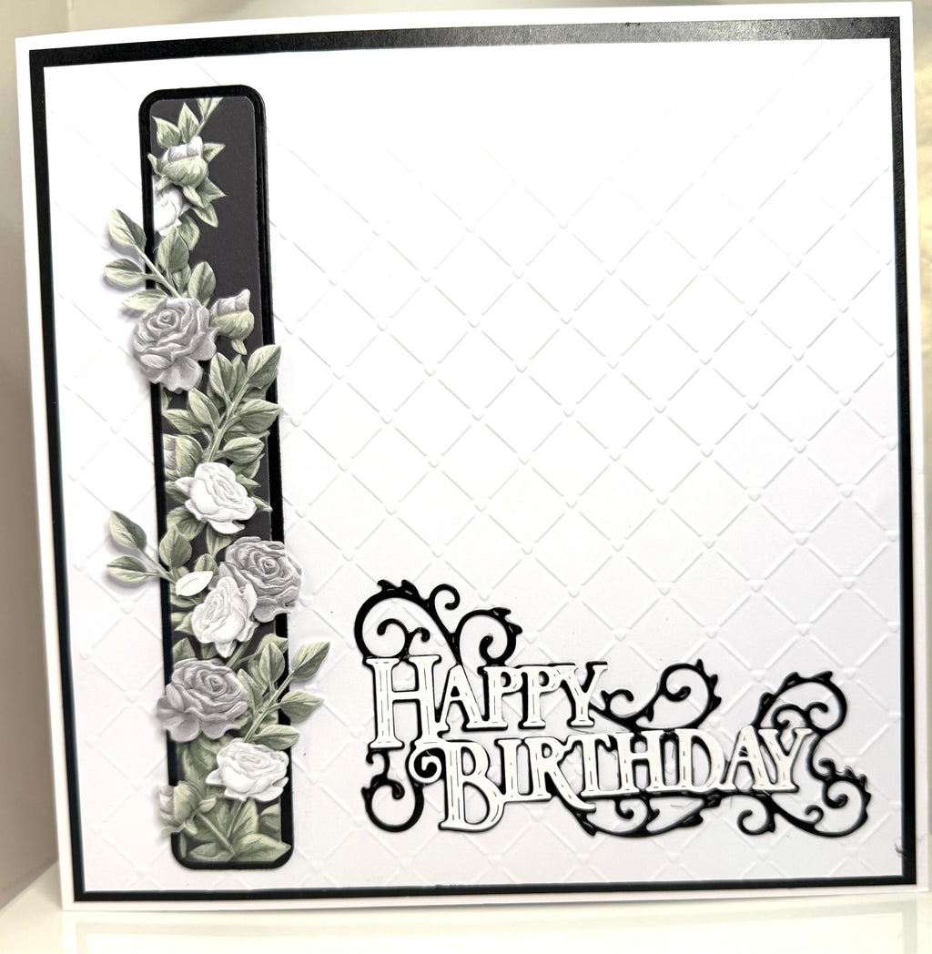 Luxury Handmade 3D Birthday Card | Black and White Roses