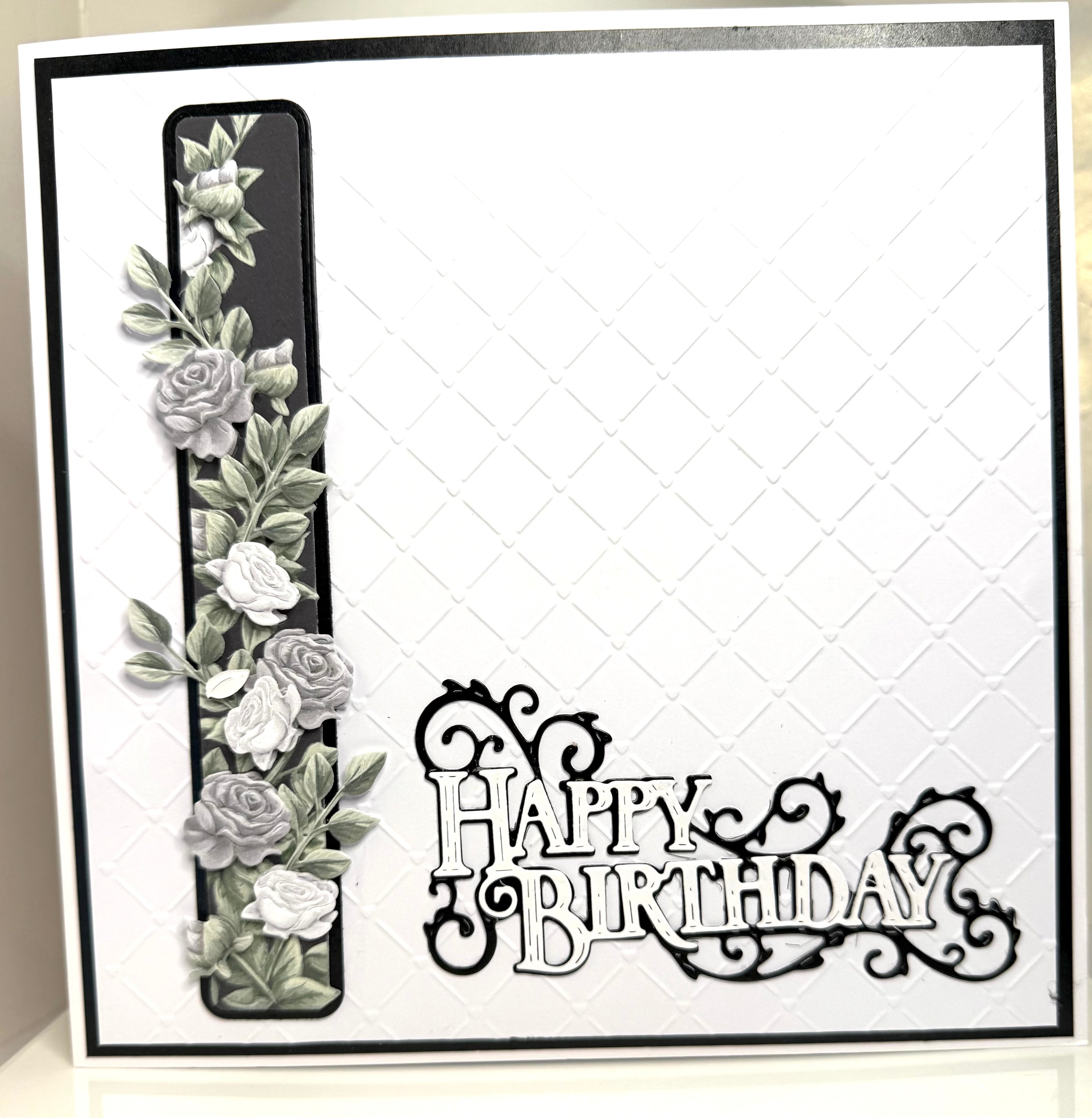 Luxury Handmade 3D Birthday Card | Black and White Roses