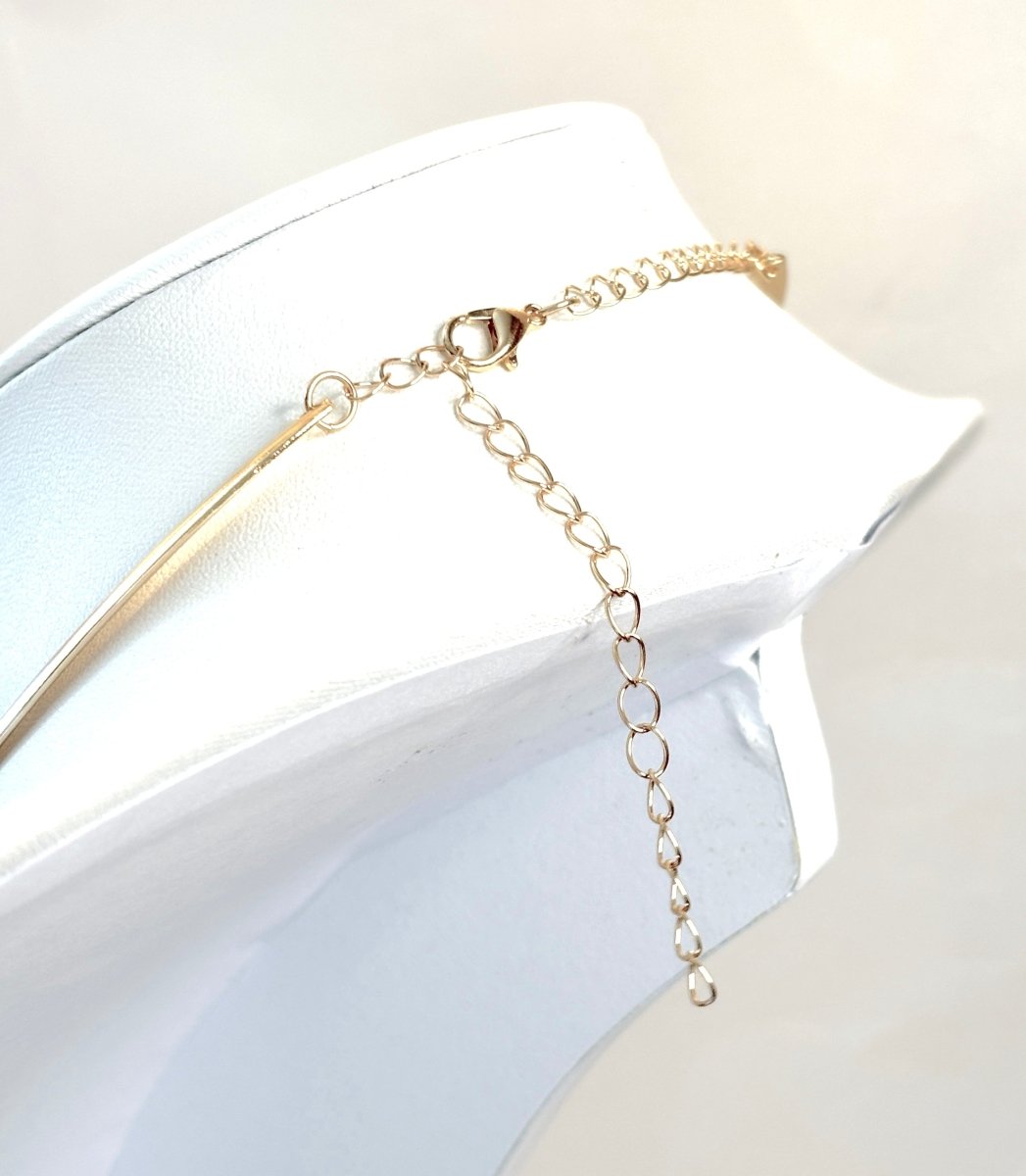 Large Chunky Liquid Gold Plated Choker | Lightweight & Bold | Abstract Jewelry