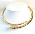 Simple Textured Gold Statement Choker | Elegant Slip On Necklace  | No Clasp 