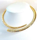 Simple Textured Gold Statement Choker | Elegant Slip On Necklace  | No Clasp 