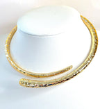Simple Textured Gold Statement Choker | Elegant Slip On Necklace  | No Clasp 