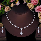 Clear Crystal Teardrop Necklace and Earrings Set | Wedding Jewellery | Bridal Accessories
