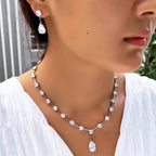 Clear Crystal Teardrop Necklace and Earrings Set | Wedding Jewellery | Bridal Accessories