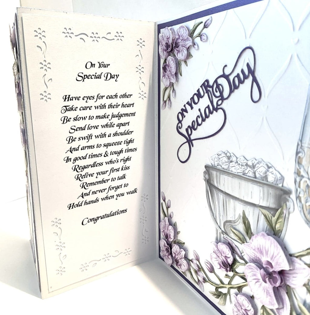 Luxury Handmade Engagement/Wedding Card | Champagne with Wedding Flutes | Keepsake Card