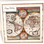 Luxury Handmade Birthday Card for Him | World Map | Cartography Lover