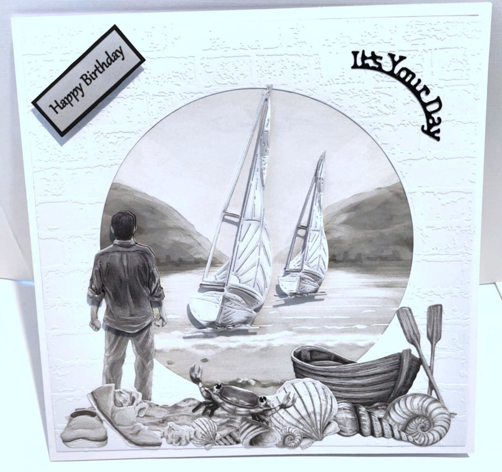 Luxury Handmade Birthday Card for Him | Yacht by the Sea | Boat Lover