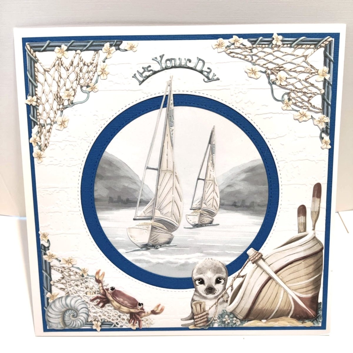 Luxury Handmade Birthday Card for Him | Yacht by the Sea | Boat Lover