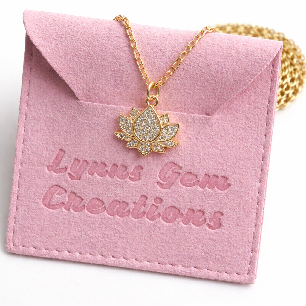 Lotus Flower Crystal Gold Pendant | Flower Pendant | Gold Filled