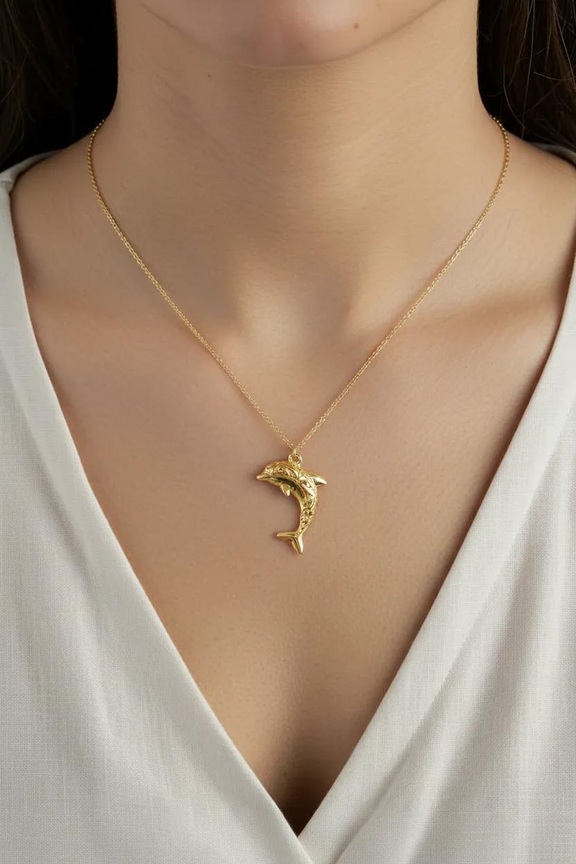 Gold Dolphin Crystal Necklace | Delicate Dolphin Jewelry | Gold CZ Pendant | Dolphin Lovers Gift