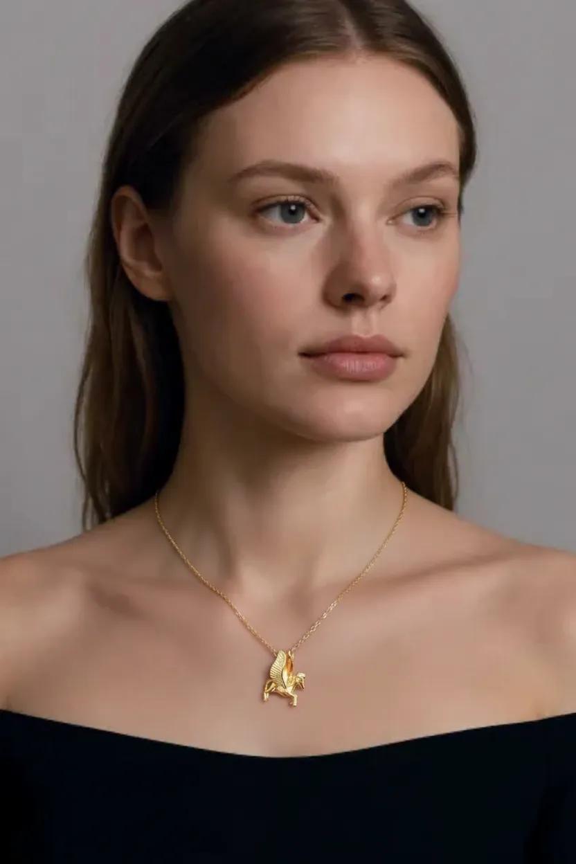 Gold Pegasus Necklace | Dainty Jewellery | 14kt Gold Filled | Fantasy Lovers Jewelry