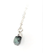 Emerald Raw Stone Necklace | Sterling Silver | Natural Stone