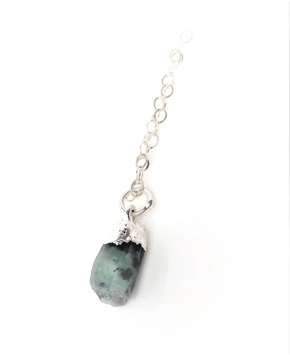 Emerald Raw Stone Necklace | Sterling Silver | Natural Stone