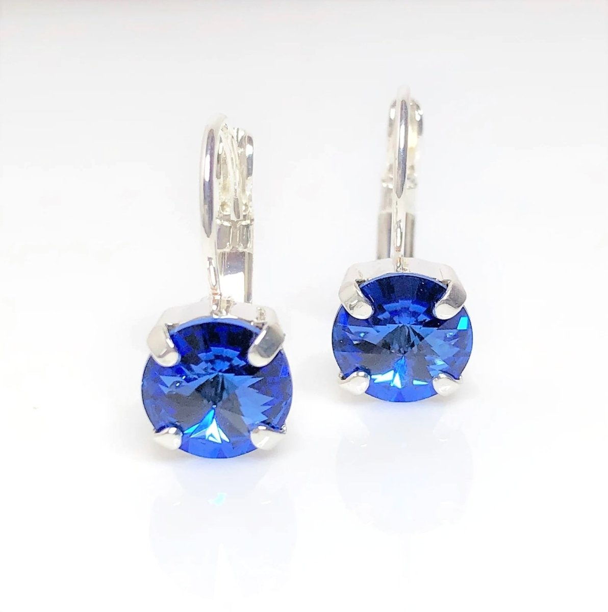 Sapphire Austrian Crystal Earrings | Sparkly Blue Crystal Drops | Silver Plated